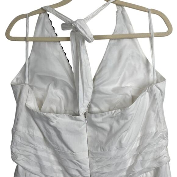 Robbie Bee, White Halter Dress/Black Embroidery, Backless - Picture 4 of 6